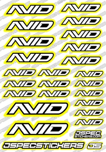AVID RC CAR BUGGY STICKER DECAL SHEET BEARING ACCESSORIES NITRO EP JSPEC YELLOW - Picture 1 of 8