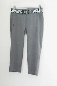 Under Armour Heat Gear Girls Heathered Capri Leggings Graphite Heather Sz YXL - Picture 1 of 1