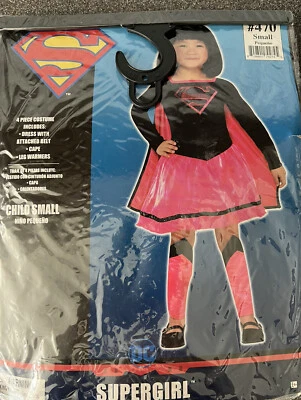 DC SUPERGIRL Halloween CHILD Small 4-6, 4Pc Costume: Dress, Cape, Leg Warmers - Image 1 of 4