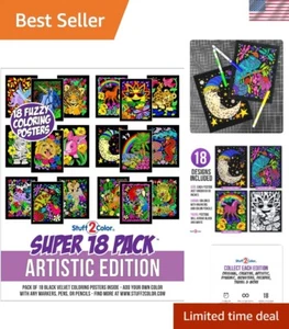 Super Pack of 18 Fuzzy Velvet Coloring Posters - Fun for All Ages - Picture 1 of 7