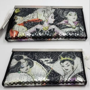 Disney Store VILLAINs Sequin Designer WALLET • Ursula MALEFICENT Cruella de Vil - Picture 1 of 9