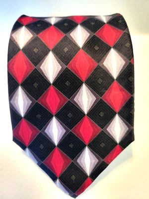 Corbata HARVE BENARD de Benard Holtzman roja negra blanca talla clásica 100 % seda Foto 1 de 3