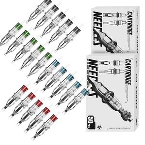 Wormhole Tattoo Cartridge Needles Long Taper 50Pcs Assorted Disposable Tattoo Ne - Picture 1 of 12