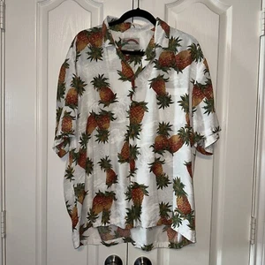 Mens Vintage Paradise Found Camp Collar Button Down Shirt Pineapple Print Large - Picture 1 of 13