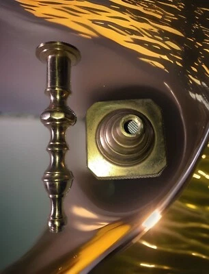 Vtg. Traditional Single 8.25” Church Altar Pillar Candlestick Org. Patina Japan - Image 1 of 4