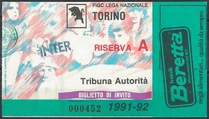 65596 - Vecchio BIGLIETTO PARTITA CALCIO - 1991 / 1992 : TORINO / INTER - Picture 1 of 1