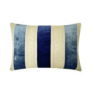 Dark Blue Decorative Lumbar Pillow Cover, 12"x16" Linen Cushion-Swathe Blue - Picture 1 of 5
