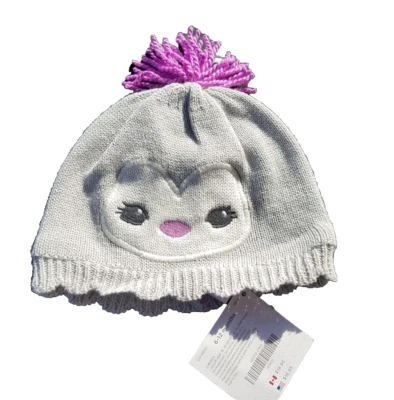 Gymboree Girls Polar Princeess Hat Size 6-12 Months Penguin Purple Grey Cap Swea - Image 1 of 4