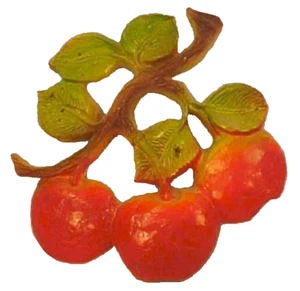 2 Red Apples Wall Plaques Plastic Hanging Decor Colorful Mid Century Retro - Picture 1 of 3