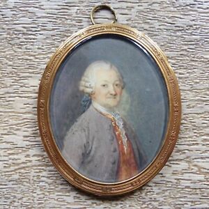 BELLE MINIATURE PEINTURE FIN XVIIIème PORTRAIT d'HOMME 1780's