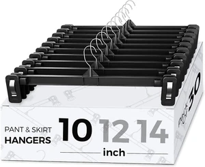 Smartor Pants Hangers - 30 Pack, Plastic Skirt Hanger with Non-Slip Big Clips, B - Picture 1 of 12