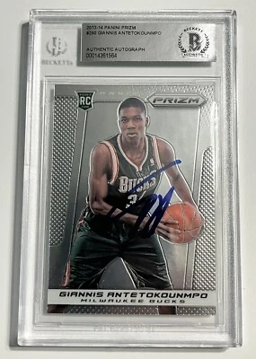 Giannis Antetokounmpo signed 2013 Panini Prizm Rookie Card BAS slabbed Autograph - Image 1 of 2