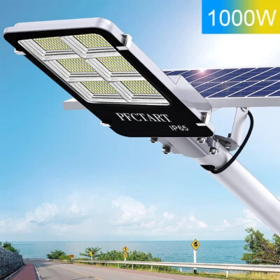 1000W Solar Street Lights Outdoor Dusk to Dawn Road Lamp Solar Power Flood Light - Image 1 of 4