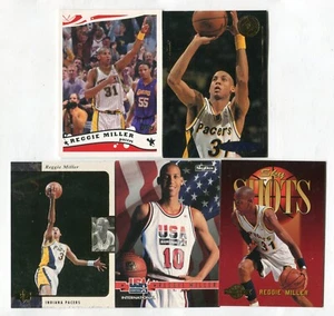 Lote de 5 tarjetas coleccionables de baloncesto Reggie Miller HOF INDIANA PACERS (LOTE 36) - Imagen 1 de 1