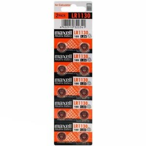 10 Maxell Alkaline LR1130 189 Batteries 1.5V Coin Cell Button AG10 Exp