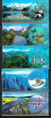P. R. OF CHINA 2022-26 NATIONAL PARKS & WILDLIFE COMP. SET OF 5 STAMPS MINT MNH - Image 1 of 4