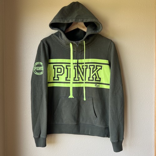 UNDERCOVER Felpa con cappuccio rosa Victoria's Secret donna taglia S Y2K verde fluo anni 2000