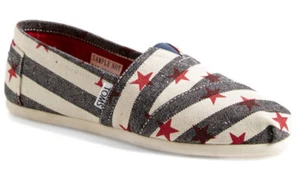 NUEVO TOMS Mujer Clásico Azul Marino Natural Estrella Sin Cordones Lona Ballet Plano EE. UU. 6 Negro - Imagen 1 de 14