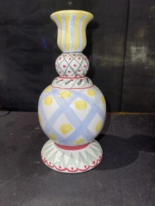 Whimsical Multicolored Handpainted Candle Stick 8” - Picture 1 of 3