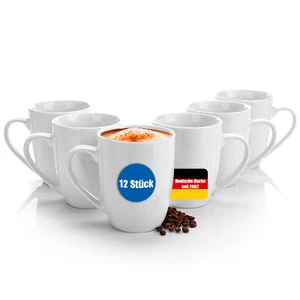 12x Kaffeebecher Tassen 300ml aus hochwertigem echtem Porzellan - Bild 1 von 5