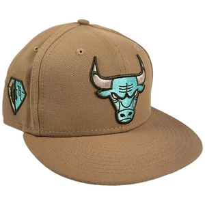 NBA Chicago Bulls NEW ERA 59 FIFTY Fitted Hat SZ 7 1/2 Mint Khaki Tan NEW - Picture 1 of 17