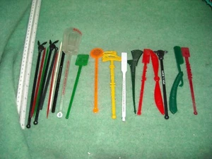 19 vintage stir sticks mixed drink booze cocktail swizzle big variety propeller+ - Picture 1 of 6