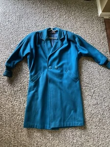 New York Girls NYG Womens Vintage Size 16 Turquoise Tweed Button Jacket Coat - Picture 1 of 14
