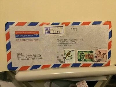 Cubierta delantera de sello de correo aéreo registrado de Sri Lanka Ref R25712 Foto 1 de 2