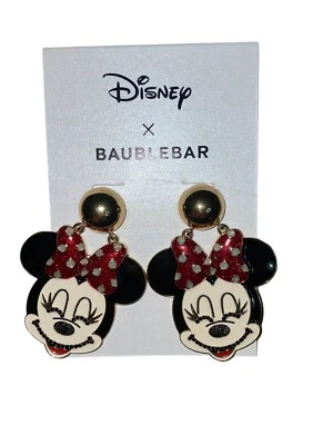 Pendientes colgantes Disney X Baublebar cara de Minnie Mouse estrás esmalte Foto 1 de 4