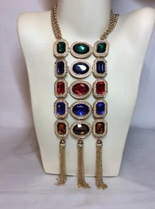 LUXUS GLAS STRASS LATZ HALSKETTE COLLIER FÜR ALLTAG ODER KOSTÜM CLEOPATRA  - Bild 1 von 9