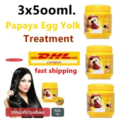 3x 500 ml. Hermoso Color de Cabello Secado Brillante Tratamiento Yema de Huevo de Papaya 3 en 1. Foto 1 de 4
