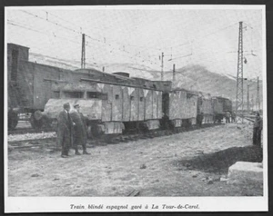 1939  --  TRAIN BLINDE ESPAGNOL EN GARE DE LA TOUR DE CAROL . 3V469 - Picture 1 of 1