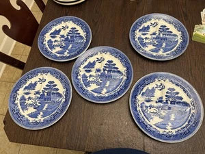 Shenango China & Ideal Grill Plate Divided Dinner Plates Blue Willow Set Of 5 - Picture 1 of 10