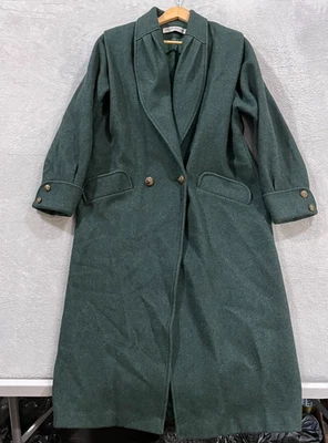 Vintage DonnyBrook Coat Womens 12 Double Breasted Wool Long USA Green Old Money - Image 1 of 4