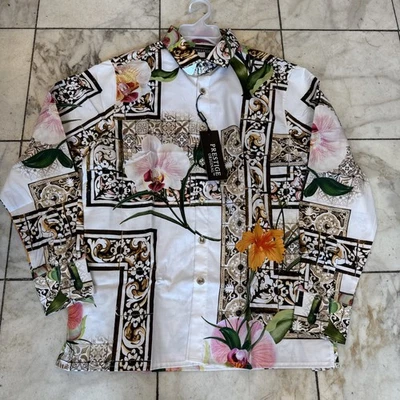 NWT PRESTIGE Men’s Long Sleeve Multi Color Designer Print Shirt Sz. 2XL - Image 1 of 4