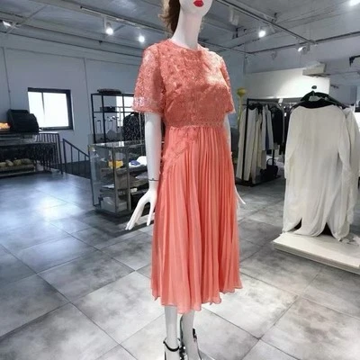 TRUE DECADENCE Peach Lace Pleated Midi Dress US12 NWT - Image 1 of 4