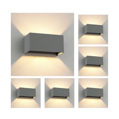 6x Wandleuchte CUBEL für außen IP65 Up-/Downlight grau matt eckig 2x G9 max. - Bild 1 von 4
