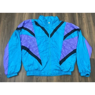 Винтажный 90-х Olympic экспозиции Charlotte Hornets геометрический ветровка трек куртка M - Изображение 1 из 4