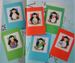 Nur Kreuzstichkarte - Weihnachtskarten süße Pinguin Freunde mit Deko - Bild 1 von 1
