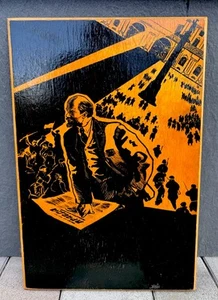 Cuadro de madera pintado vintage de mediados de siglo de la URSS de V. Lenin decoración soviética - Imagen 1 de 9