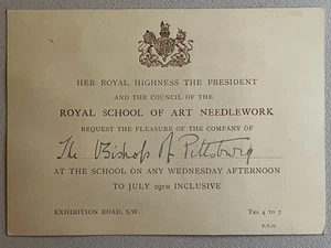 Royal School of Art Needlework Invite to Catholic Bishop of Pittsburgh c.1901–10 - Picture 1 of 2