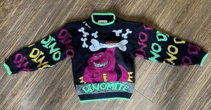 Retro Kids Dinosaur Sweater Hot Cashews Vintage retro 80s - Picture 1 of 7