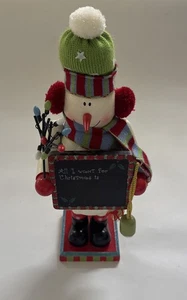 JCPenney Schneemann Nussknacker lustig AlI Want für Weihnachten Schal Kranz Lichter 14" - Bild 1 von 16