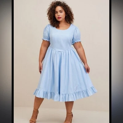 Vestido midi Disney Cenicienta elástico popelina manga abullonada - Nuevo con etiquetas - Talla 2X ✨ Foto 1 de 4