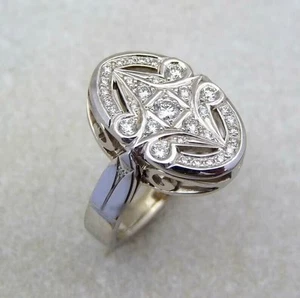 Vintage Round Cut Lab Created Diamond Engagement 14K White Gold Finish Gift Ring - Picture 1 of 8