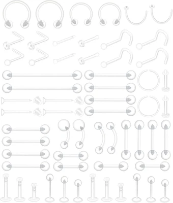 60 Piezas Retenedores Piercing Transparente para Cirugía Bioflex Plástico Joyería para Pezón a Foto 1 de 4