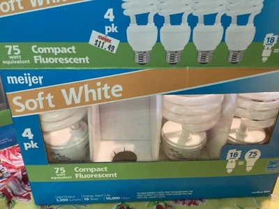 3 Meijer Compact Fluorescent Spiral Soft White Light Bulb 18W(replaces 75W bulb) - Image 1 of 3
