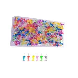 200pcs Push Pins,Clear Multiple Colors Push Pins, Bulletin Board Thumb Tacks - Picture 1 of 7