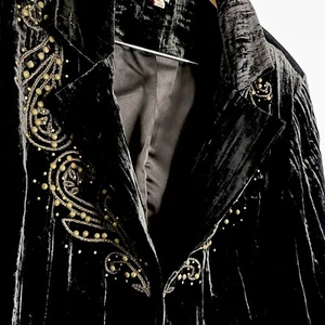 REBA Women Black Velvet Hi Low Hem A Line Skirt and Bling Blazer Poly Spandex XL - Picture 1 of 18