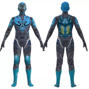 Superhero Blue Beetle Cosplay Jumpsuit Jaime Reyes Halloween Bodysuit Uniform - Picture 1 of 7